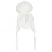 Pastels & Co White Diamante Pom Pom Hat